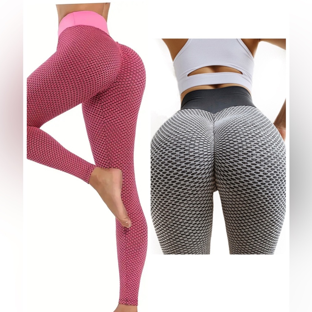 2 pairs - women’s ruched Brazilian butt lift high waist leggings - small